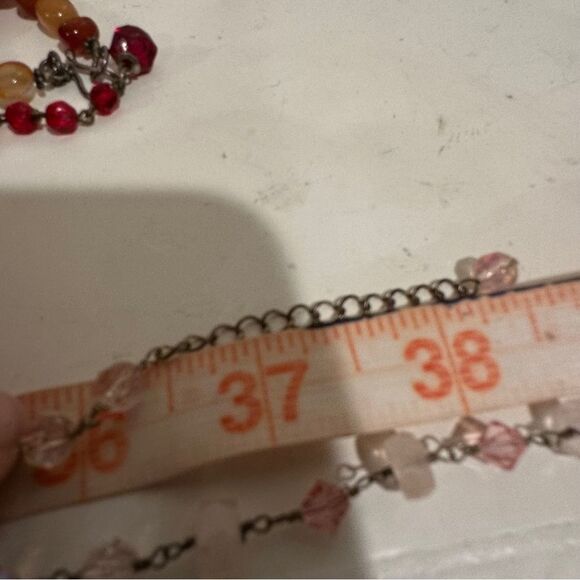 Sterling Silver Rose Quartz Czech Fire Polished Beaded Artisan Necklace 925 - Picture 5 of 5